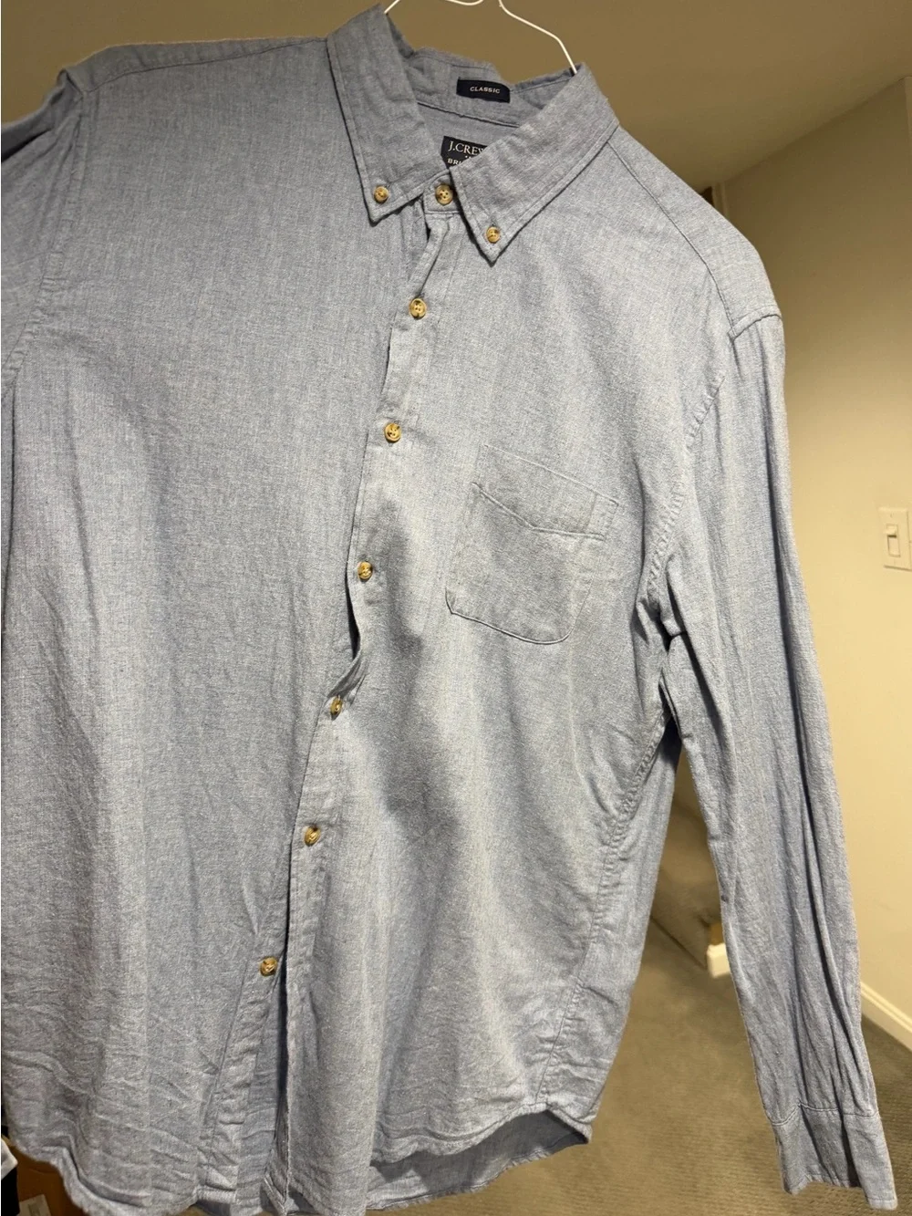 J. Crew Men's Light Blue Brusjwd Twill Button-Down Shirt